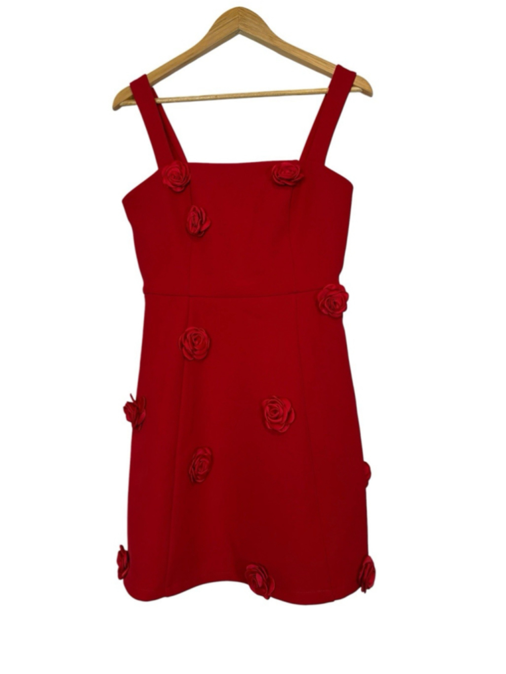 Le Château Red Rosette Floral Appliqué A-Line Cocktail Mini Dress S NWT - Picture 4 of 11